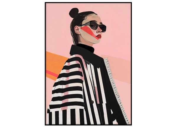 Seinäjuliste Vaaleanpunainen raidallinen tyttö