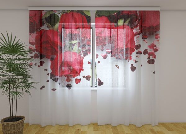 Sifonki-kuvaverho ROSES AND HEARTS 240x220 cm