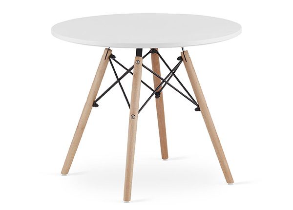 Sohvapöytä Ø60 cm, valkoinen/pyökki