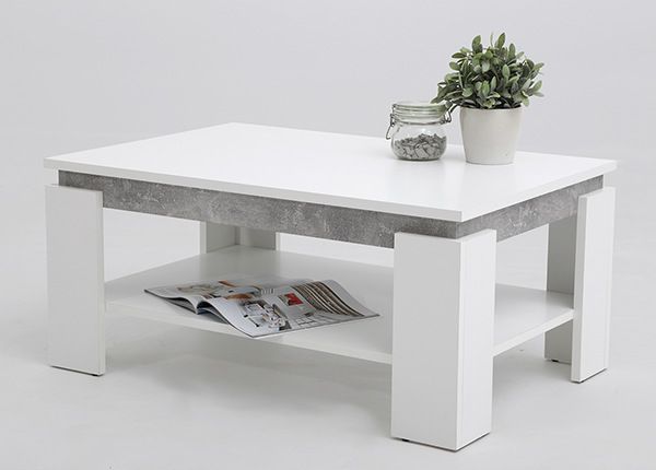 Sohvapöytä Tim II 90x60 cm, valkoinen/ betoni