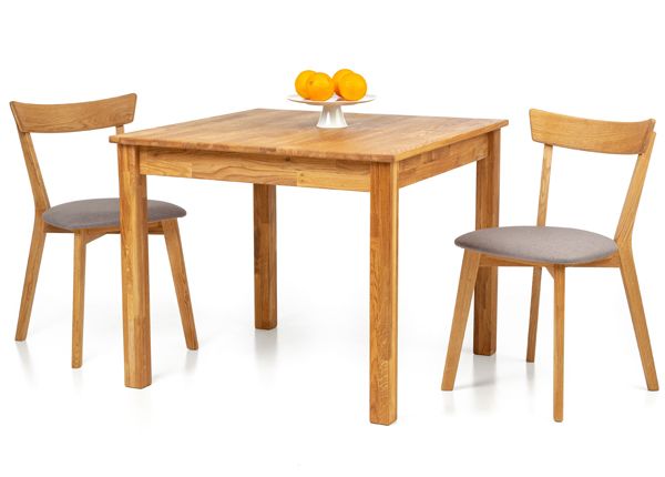 Tammi ruokapöytä Lem 90x90 cm + 2 tuolia Viola harmaa