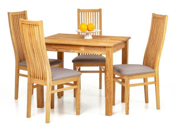 Tammi ruokapöytä Lem 90x90 cm + 4 tuolia Sandra harmaa