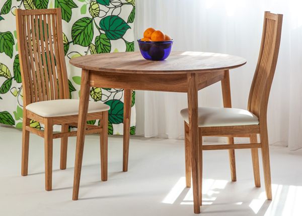 Tammi ruokapöytä Scan Ø100 cm + 2 tuolia Sandra