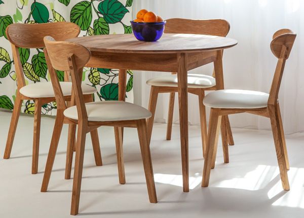 Tammi ruokapöytä Scan Ø100 cm + 4 tuolia Irma