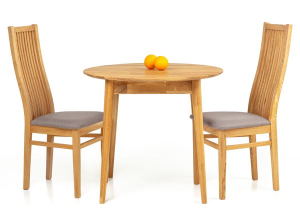Tammi ruokapöytä Scan Ø85 cm+ 2 tuolia Sandra harmaa