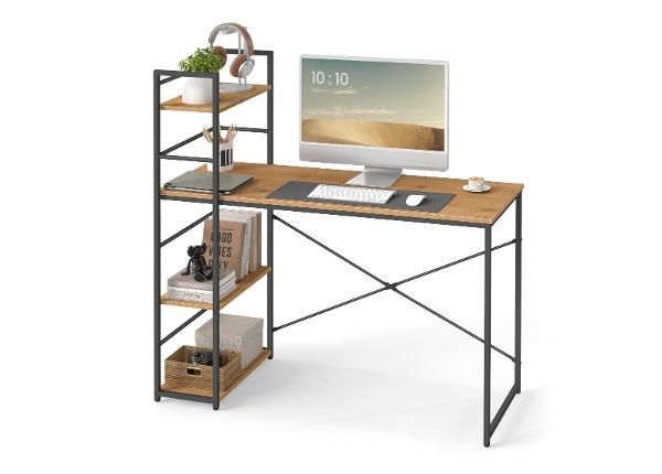 Tietokonepöytä hyllyllä
