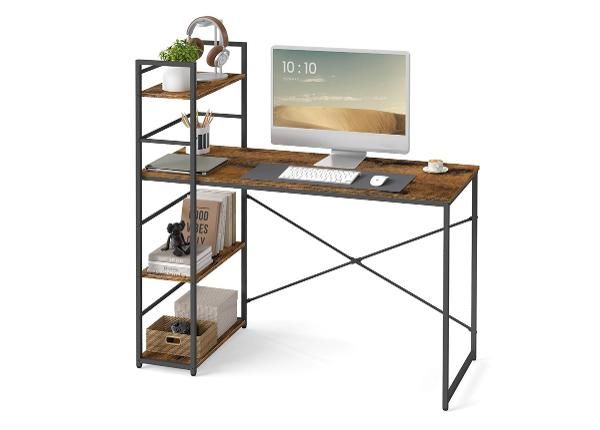 Tietokonepöytä hyllyllä