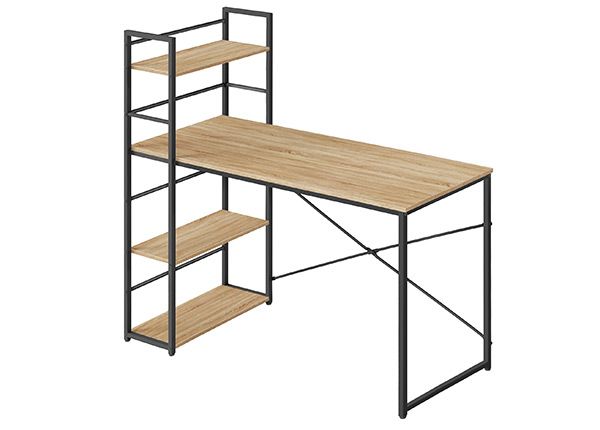 Tietokonepöytä hyllyllä Sonoma tammi / musta