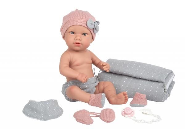 Vauvanukke Salma Arias harmaalla hoitoalustalla, 42 cm